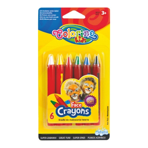 Kreidelės veidui dažyti Colorino Kids 6 spalvų-Dekoravimo priemonės-Ugdymo ir kūrybos priemonės