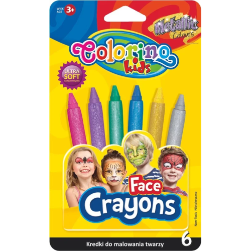 Kreidelės veidui dažyti Colorino Kids 6 blizgių spalvų-Dekoravimo priemonės-Ugdymo ir kūrybos