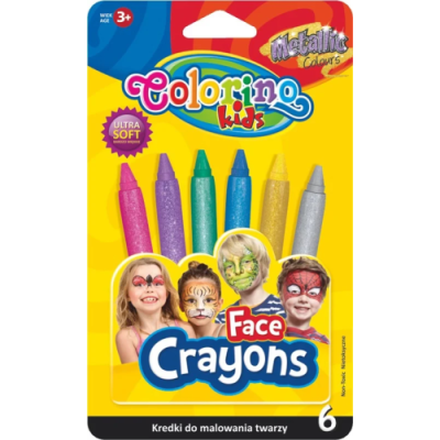 Kreidelės veidui dažyti Colorino Kids 6 blizgių spalvų-Dekoravimo priemonės-Ugdymo ir kūrybos