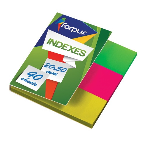 Indeksai Forpus, 20x50mm, 3 spalvų, plastikiniai (3x40)-Žymekliai, jų laikikliai-Popierius ir