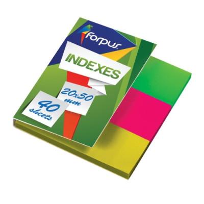 Indeksai Forpus, 20x50mm, 3 spalvų, plastikiniai (3x40)-Žymekliai, jų laikikliai-Popierius ir