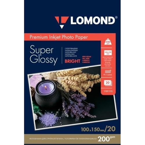 Fotopopierius Lomond Premium Photo Paper Super Blizgus 200 g/m2 10x15, 20 lapų, Bright-Foto