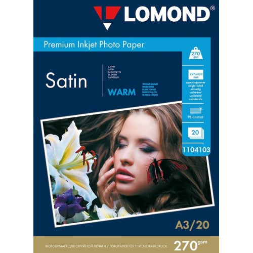Fotopopierius Lomond Premium Photo Paper Satininis 270 g/m2 A3, 20 lapų, Warm-Foto