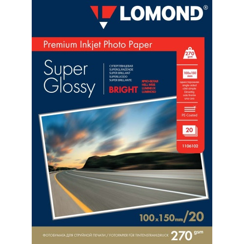 Fotopopierius Lomond Premium Photo Paper Super Blizgus 270 g/m2 10x15, 20 lapų, Bright-Foto