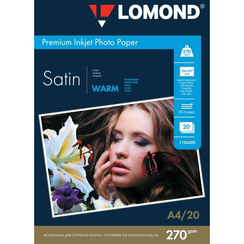 Fotopopierius Lomond Premium Photo Paper Satininis 270 g/m2 A4, 20 lapų, Warm-Foto