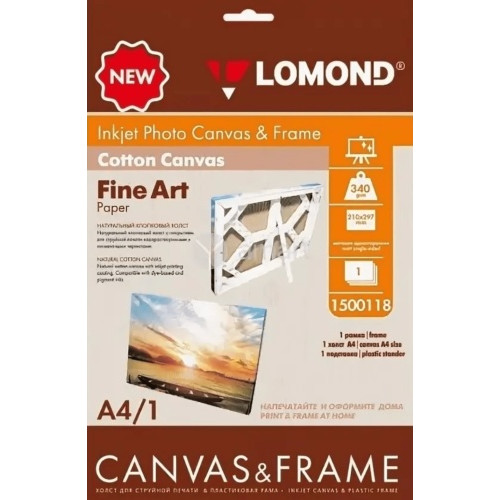 Lininė drobė su porėmiu Lomond Frame + Fine Art Canvas Ultra Bright 340g/m2 A4, 1 Lapas