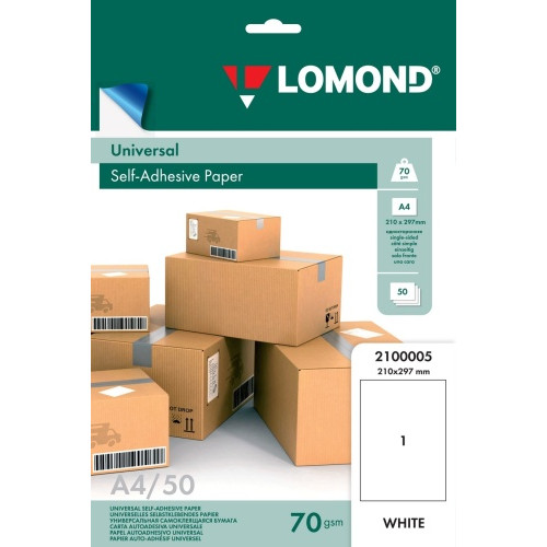 Lipnus popierius lipdukams Lomond Self-Adhesive Universal Labels, 1/210x297, A4, 50 lapų