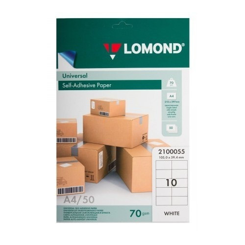 Lipnus popierius lipdukams Lomond Self-Adhesive Universal Labels, 10/105x59,4, A4, 50 lapų
