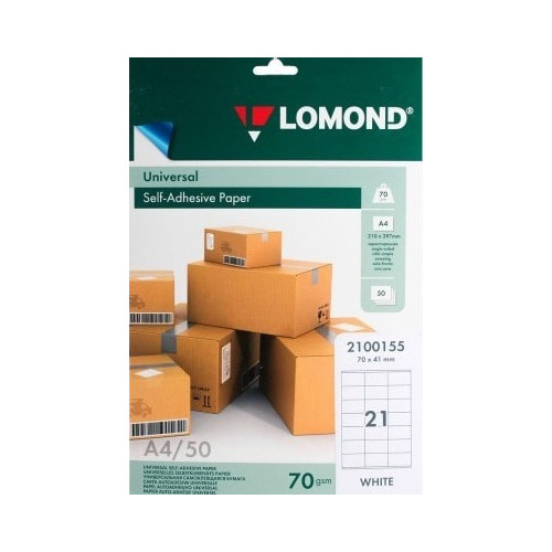 Lipnus popierius lipdukams Lomond Self-Adhesive Universal Labels, 21/70x41, A4, 50 lapų