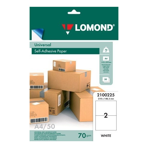 Lipnus popierius lipdukams Lomond Self-Adhesive Universal Labels, 2/210x148,5, A4, 50 lapų