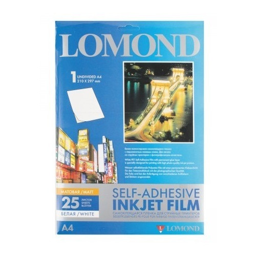 Lipni poliesterio plėvelė Lomond PET Inkjet Film Self Adhesive Balta Matinė A4, 25 lapai-Foto