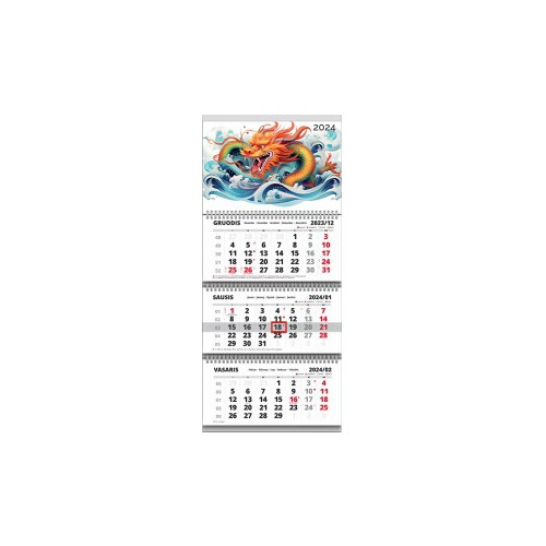 Sieninis kabinamas kalendorius trijų dalių TRIPLE 30x75 cm-Kalendoriai ir darbo knygos-BIURO