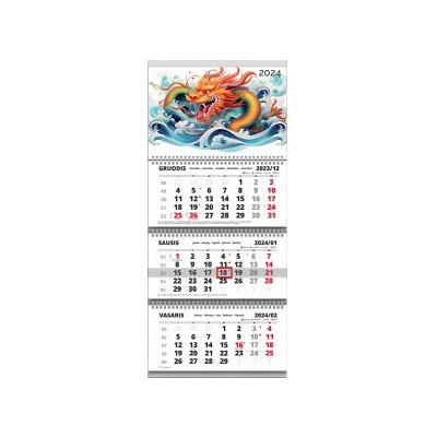 Sieninis kabinamas kalendorius trijų dalių TRIPLE 30x75 cm-Kalendoriai ir darbo knygos-BIURO