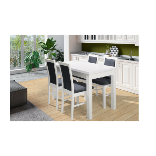 Valgomojo komplektas SORENTO stalas + 4 kėdės L-23 baltos spalvos-Valgomojo