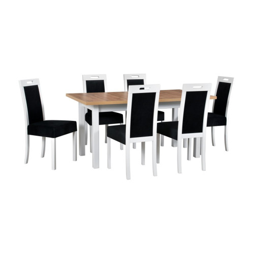 MODENA 2XL stalas + ROMA 5 kėdės (6 vnt.) - komplektas DX19A-Virtuvės Baldai-Baldai
