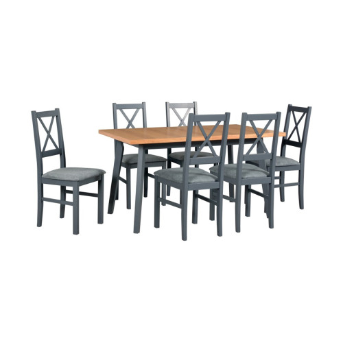 OSLO 10 stalas + NILO 10 kėdžių (6 vnt.) - komplektas DX30A-Virtuvės Baldai-Baldai