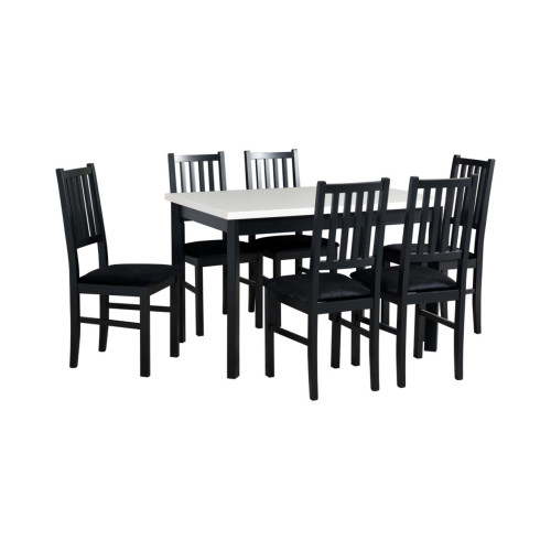 MAX 5P stalas + NILO 7 kėdės (6 vnt.) - rinkinys DX5-Virtuvės Baldai-Baldai