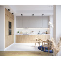 Kampinė virtuvė ZOYA 1 pilka / natūralaus medžio-Virtuvės baldų komplektai-Virtuvės Baldai