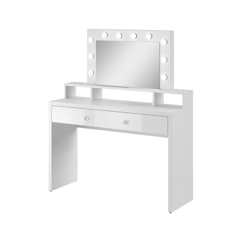 Tualetinis staliukas su veidrodžiu ir apšvietimu ARIA balta / balta blizgi-Svetainės