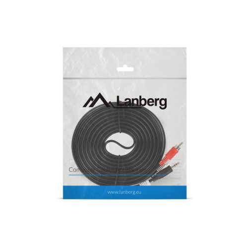 Lanberg CA-MJRC-10CC-0050-BK audio kabelis Mini Jack 3.5 mm, 2 x RCA (Chinch), 5 m, Juoda-Kiti