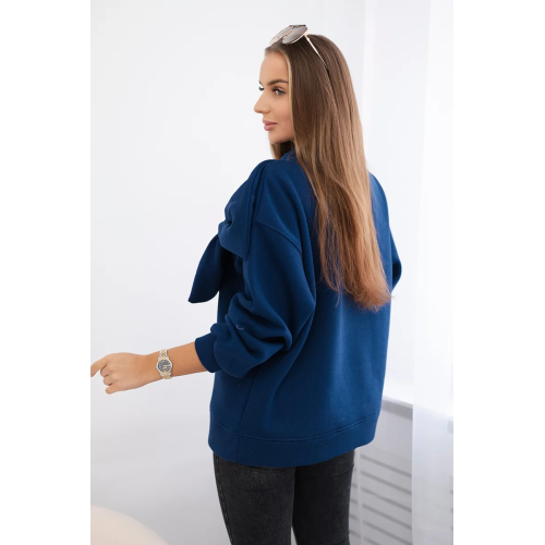 Moteriškas tamsiai mėlynas džemperis Ribbon-Moteriški megztiniai-Moterims
