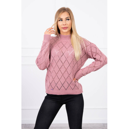 Moteriškas rožinis megztinis Rombas-Moteriški megztiniai-Moterims