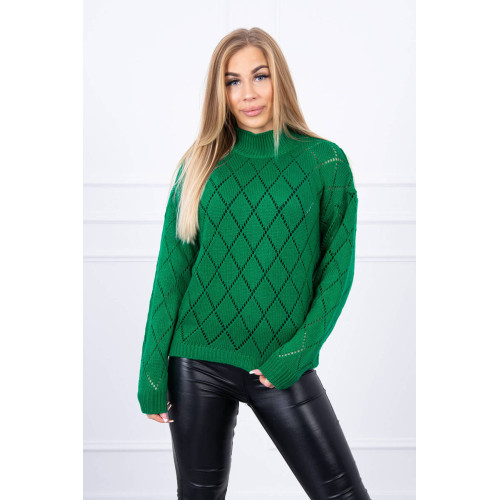 Moteriškas žalias megztinis Rombas-Moteriški megztiniai-Moterims