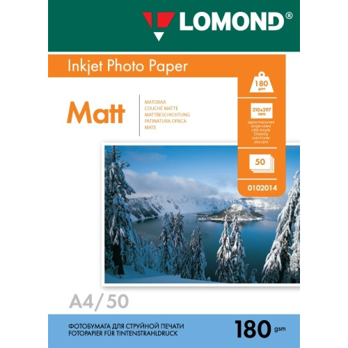 Fotopopierius Lomond Photo Inkjet Paper Matinis 180 g/m2 A4, 50 lapų-Foto popierius-Popierius