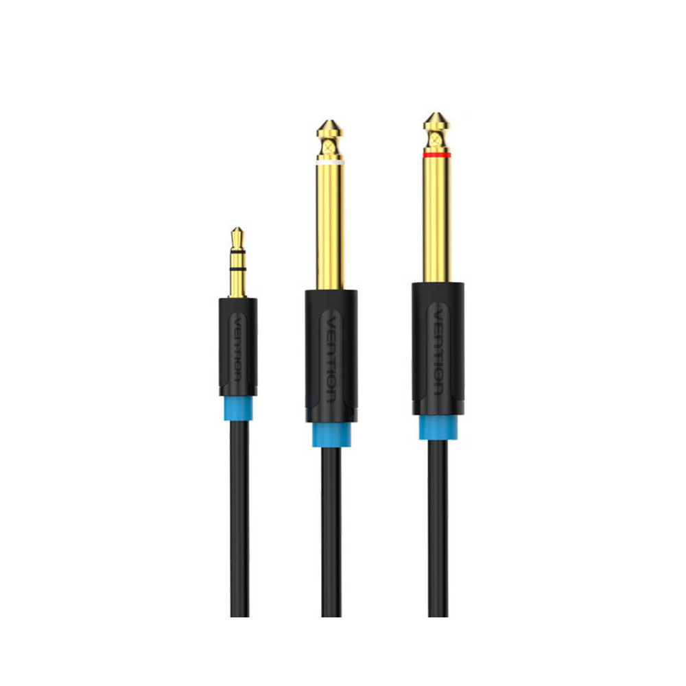3.5mm TRS Male to 2x 6.35mm Male Audio Cable 1m Vention BACBF (black)-Laidai ir