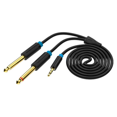 3.5mm TRS Male to 2x 6.35mm Male Audio Cable 1m Vention BACBF (black)-Laidai ir