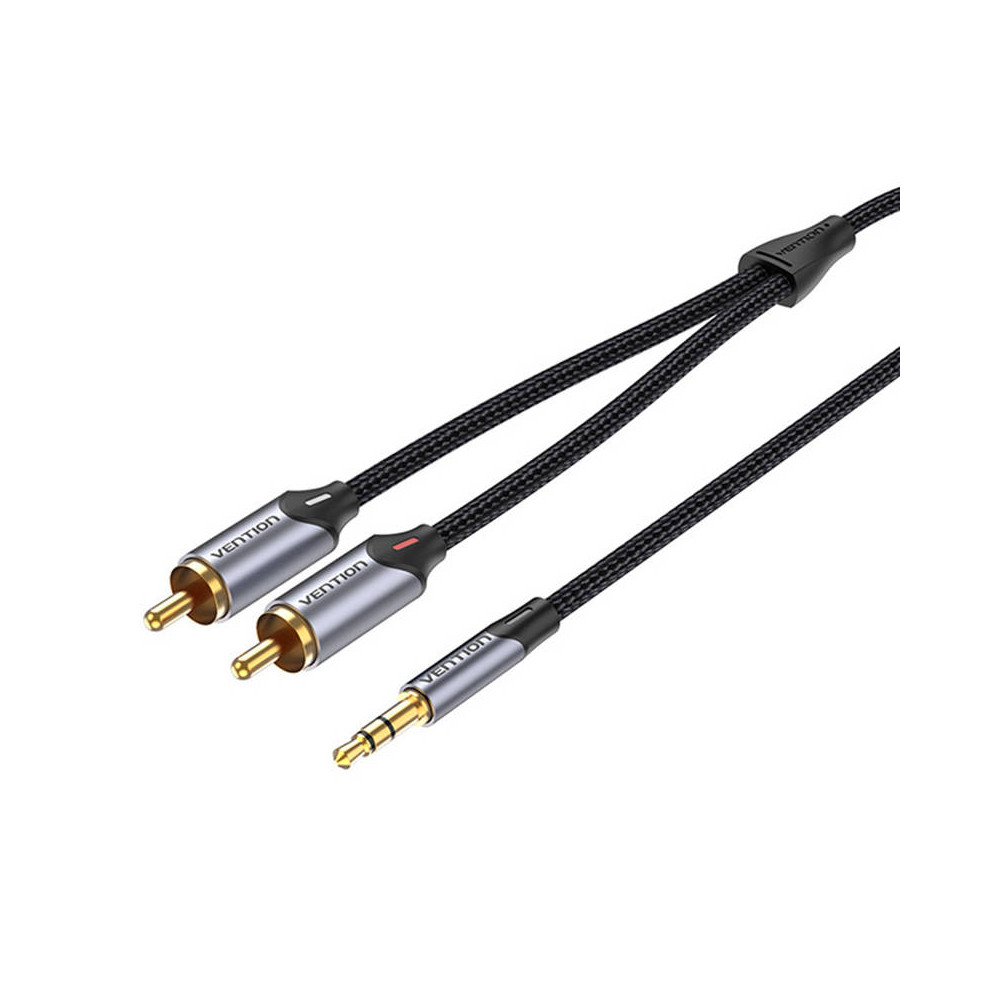 2xRCA cable (Cinch) jack to 3.5mm Vention BCNBI 3m (grey)-Laidai ir adapteriai-Baterijos