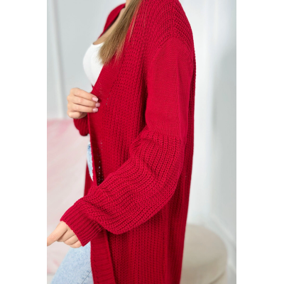 Moteriškas raudonas kardiganas Longy-Moteriški megztiniai-Moterims