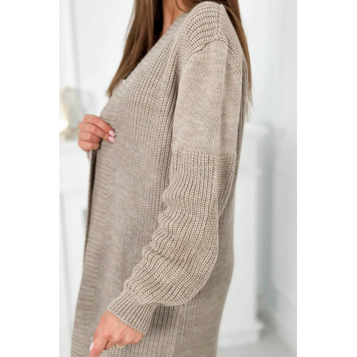 Moteriškas smėlio spalvos kardiganas Longy-Moteriški megztiniai-Moterims