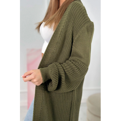 Moteriškas chaki spalvos kardiganas Longy-Moteriški megztiniai-Moterims
