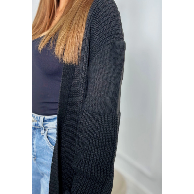 Moteriškas juodas kardiganas Longy-Moteriški megztiniai-Moterims