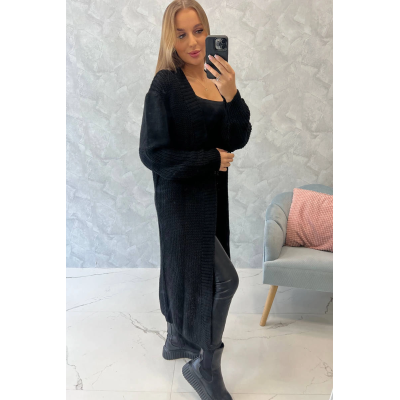 Moteriškas juodas kardiganas Longy-Moteriški megztiniai-Moterims