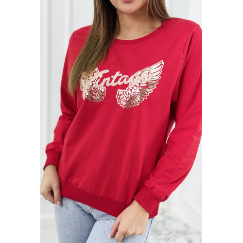 Moteriškas raudonas džemperis Vintage-Džemperiai be gobtuvo-Džemperiai