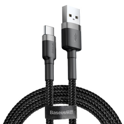 Baseus Cafule cable USB-C 3A 0.5m (Gray+Black)-Mobiliųjų telefonų priedai-Telefonai ir