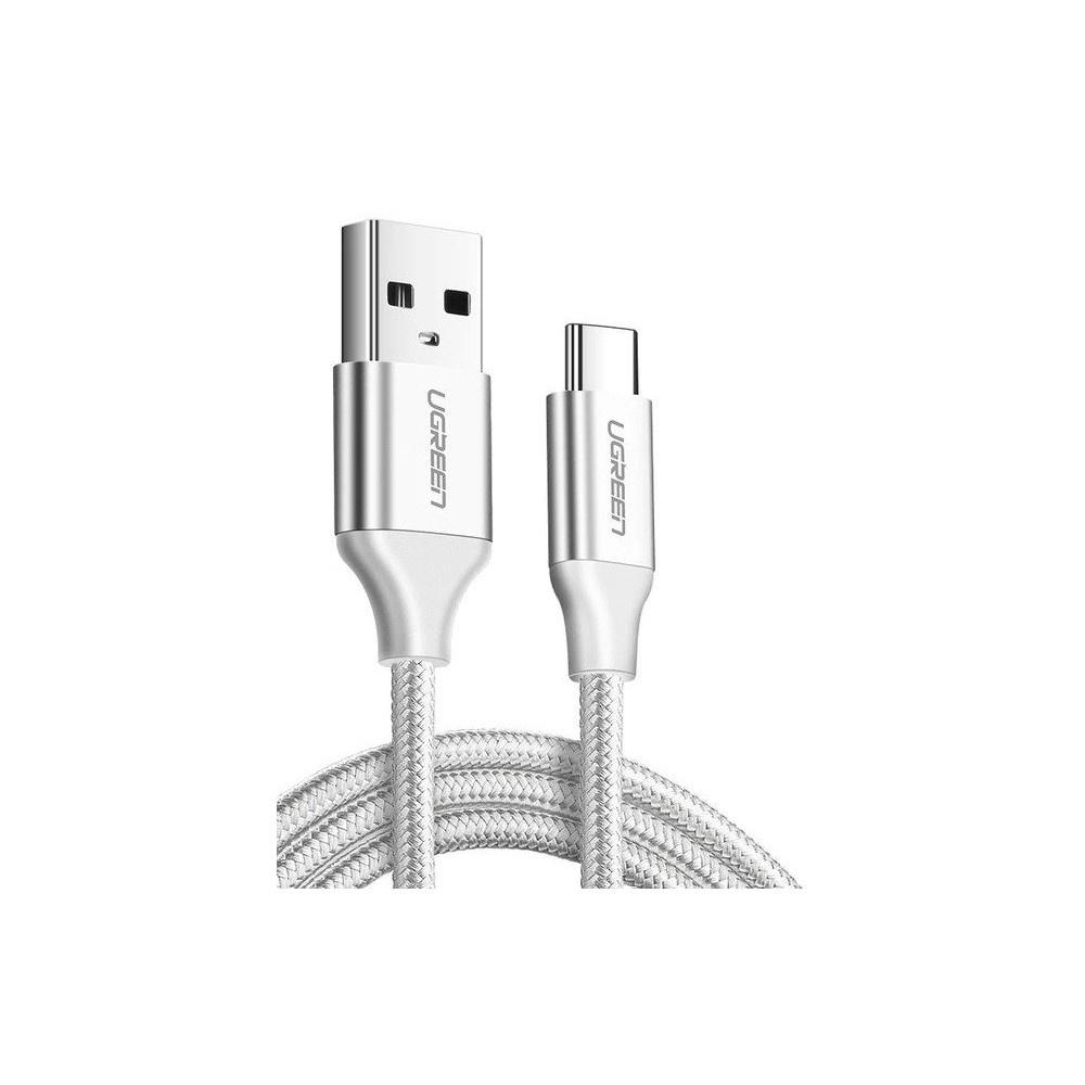 Nickel-plated USB-C cable QC3.0 UGREEN 0.25m (white)-Mobiliųjų telefonų priedai-Telefonai ir