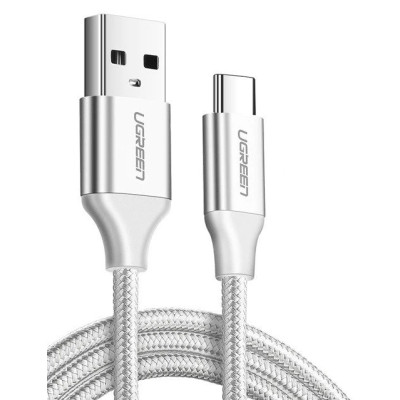 Nickel-plated USB-C cable QC3.0 UGREEN 0.25m (white)-Mobiliųjų telefonų priedai-Telefonai ir