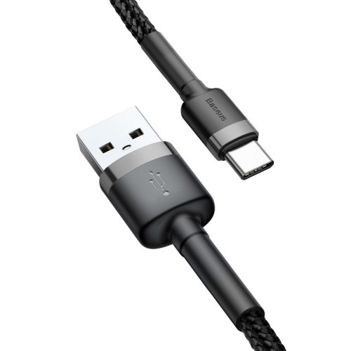 Baseus Cafule cable USB-C 3A 0.5m (Gray+Black)-Mobiliųjų telefonų priedai-Telefonai ir