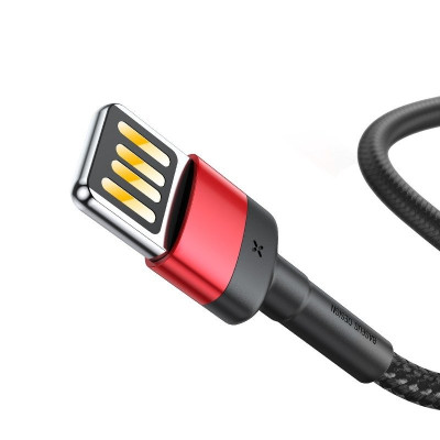 Baseus Cafule Double-sided USB Lightning Cable 2,4A 1m (Black+Red)-Mobiliųjų telefonų