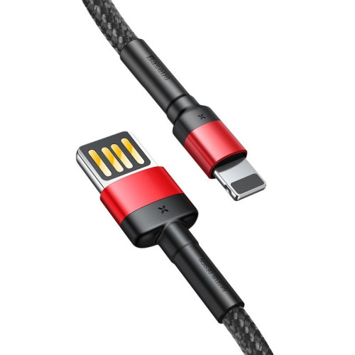 Baseus Cafule Double-sided USB Lightning Cable 2,4A 1m (Black+Red)-Mobiliųjų telefonų