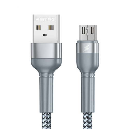 Cable USB Micro Remax Jany Alloy, 1m, 2.4A (silver)-Mobiliųjų telefonų priedai-Telefonai ir
