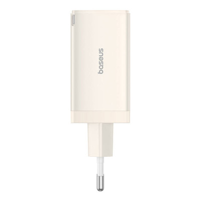 Wall charger Baseus GaN5 2x USB-C + USB, 65W + cable 1m (white)-Mobiliųjų telefonų