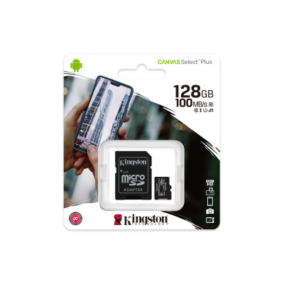 ATMINTIES KORTELĖ Kingston Canvas Select Plus UHS-I 128 GB, MicroSDXC, SDCS2/128GB-Atminties