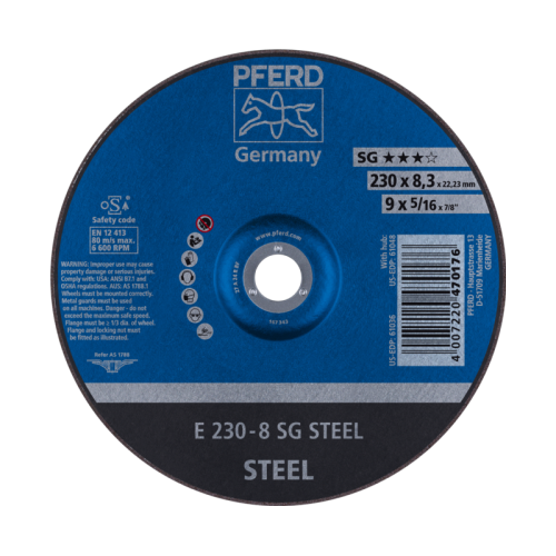 Šlifavimo diskas PFERD E230-8 A24 R SG-Metalo šlifavimo diskai-Abrazyvai
