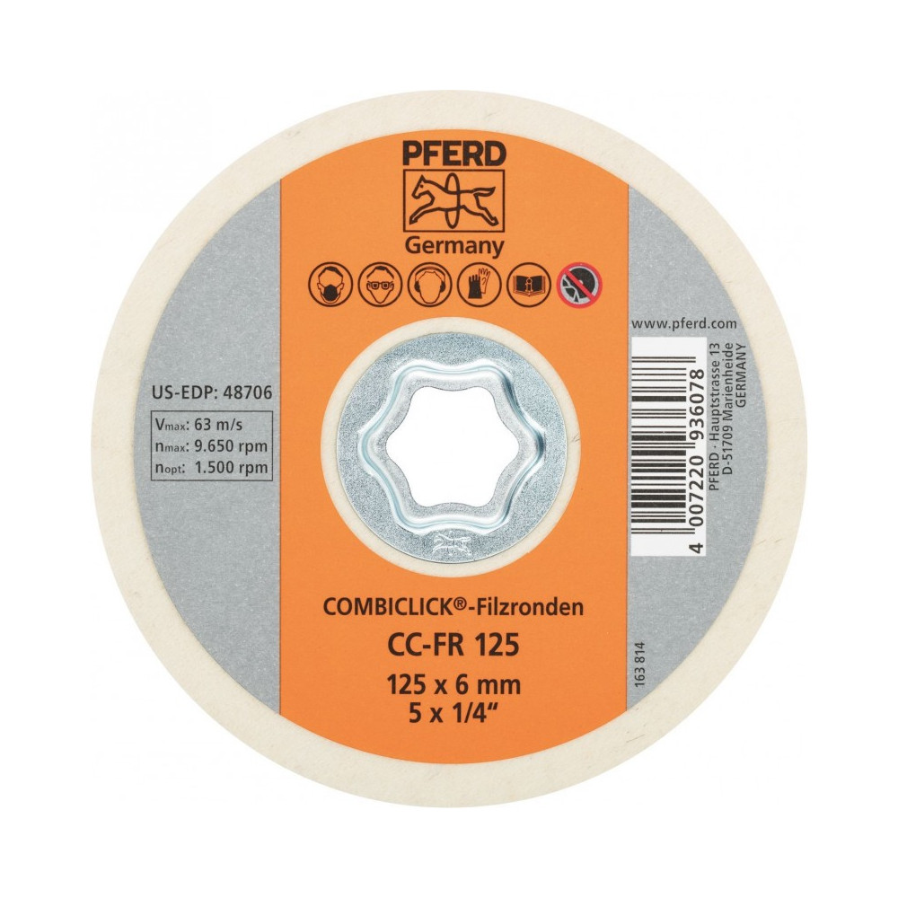 Tekstilinis poliravimo diskas PFERD CC-FR 125-Poliravimo priemonės-Priedai įrankiams