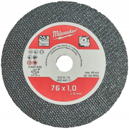 Abrazyvinis pjovimo diskas MILWAUKEE SCS41/76 76x10mm-Abrazyviniai metalo pjovimo