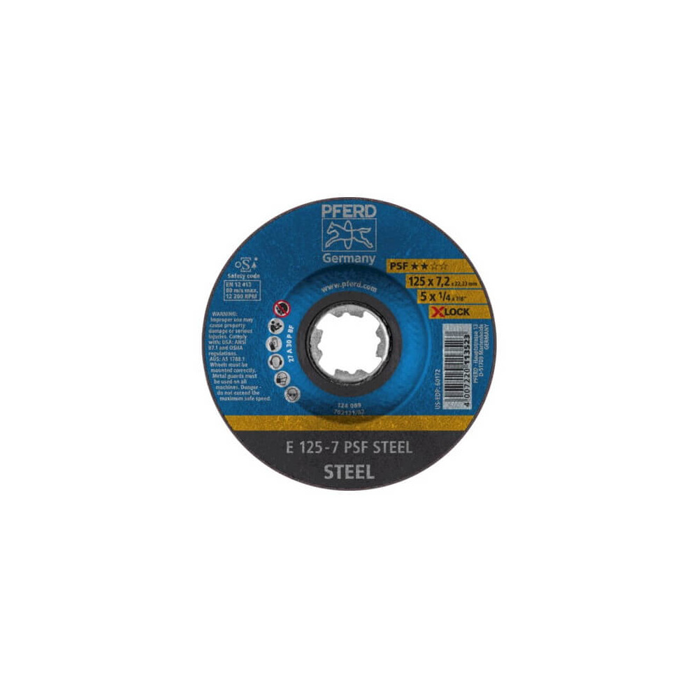 Šlifavimo diskas PFERD E125-7 PSF STEEL/X-LOCK-Metalo šlifavimo diskai-Abrazyvai